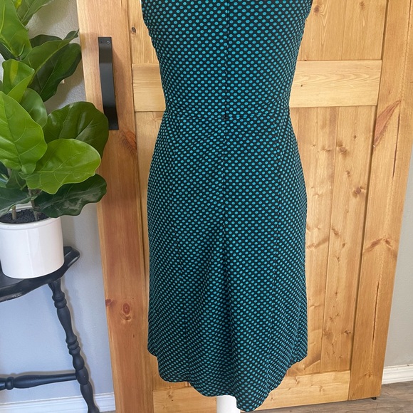 41 Hawthorn Black and Teal Spotted A-Line Scoop Neck Sleeveless Dress - Picture 4 of 14